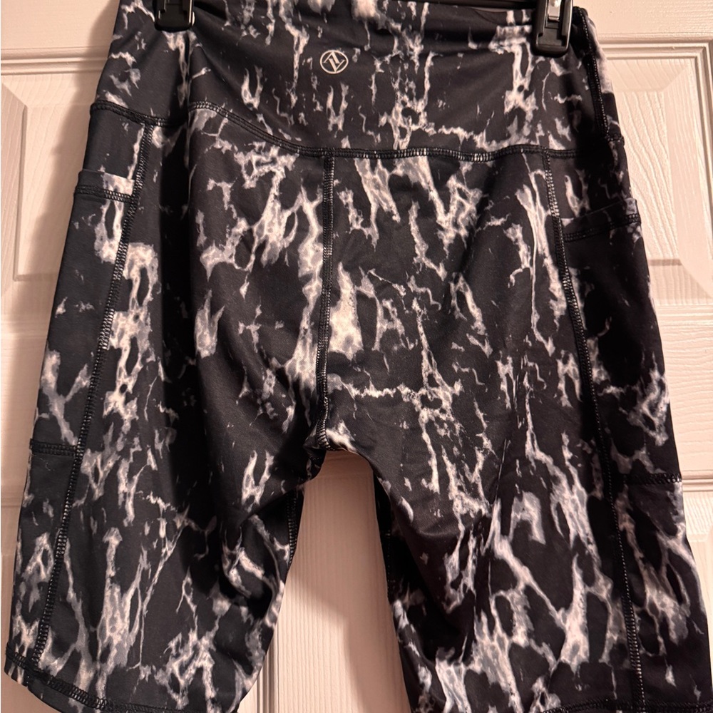 Black and White Patterned Athletic Shorts